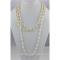 Multi-Size 4&8mm Rice Shape 60" Long Freshwater Cultured Pearl Necklace